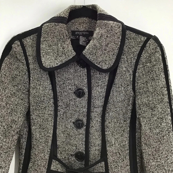 Etcetera Women’s Tweed Wool Blend Belted Blazer Jacket Size 2 - Picture 3 of 9